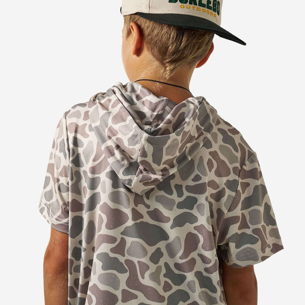 Youth Short Sleeve Performance Hoodie - Classic Deer Camo
