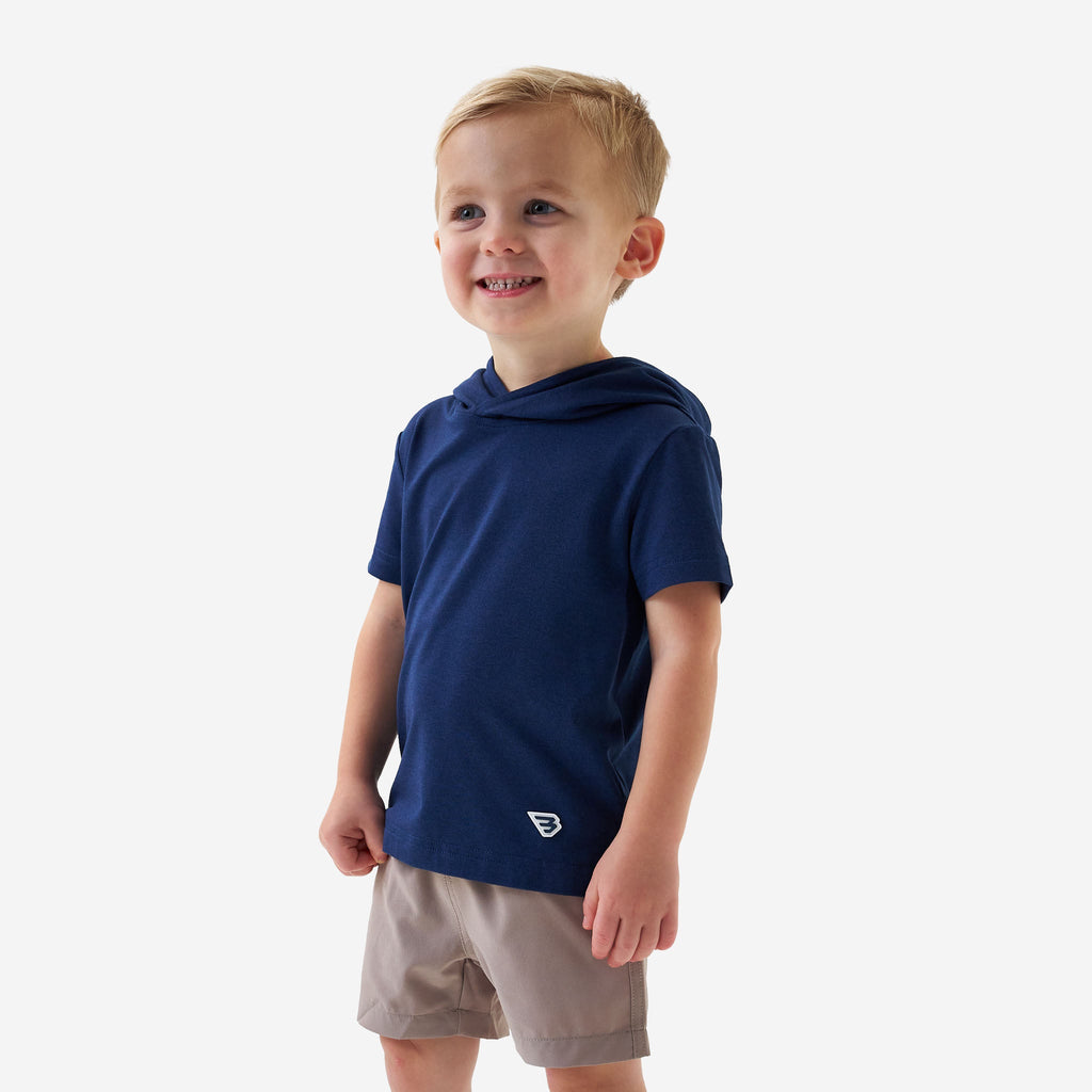 Youth Short Sleeve Performance Hoodie - Navy