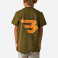 Youth Short Sleeve Tee - Deer Flying B - Orange Logo - Hunter Green