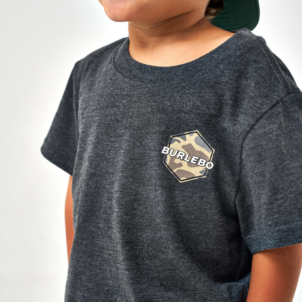 Youth Short Sleeve Tee - Rad Dude Deer Camo - Heather Black