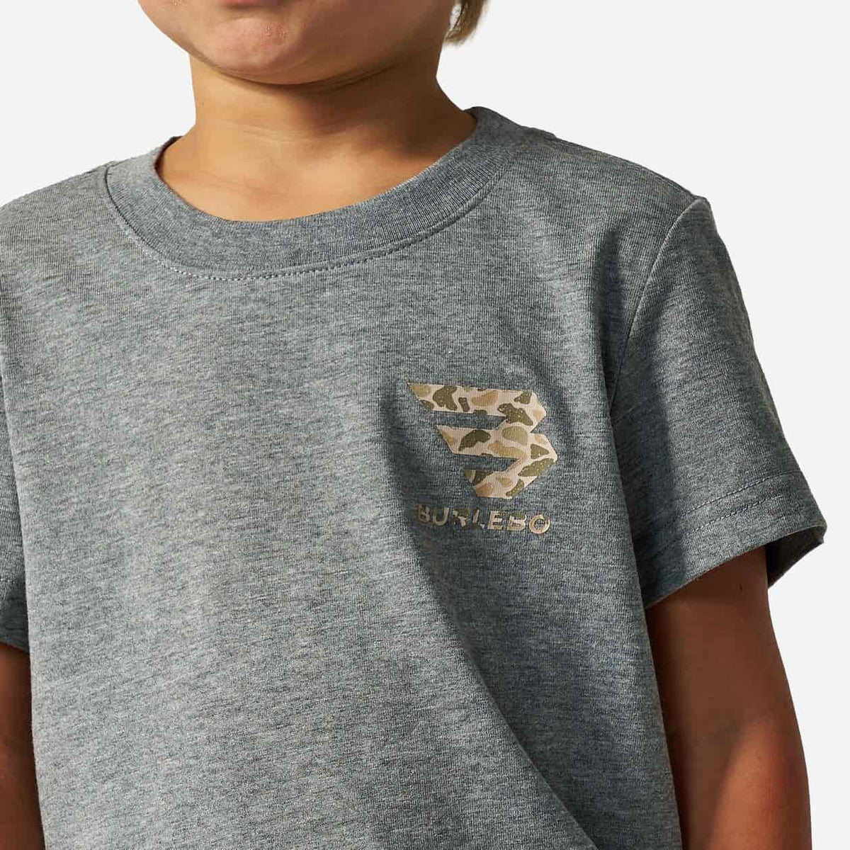 Youth Short Sleeve Tee - Mallard Camo Dog - Dark Heather Grey