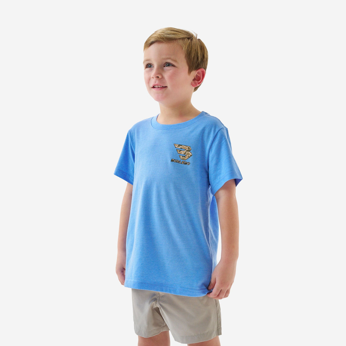 Youth Short Sleeve Tee - Mallard Camo Dog - Periwinkle Blue