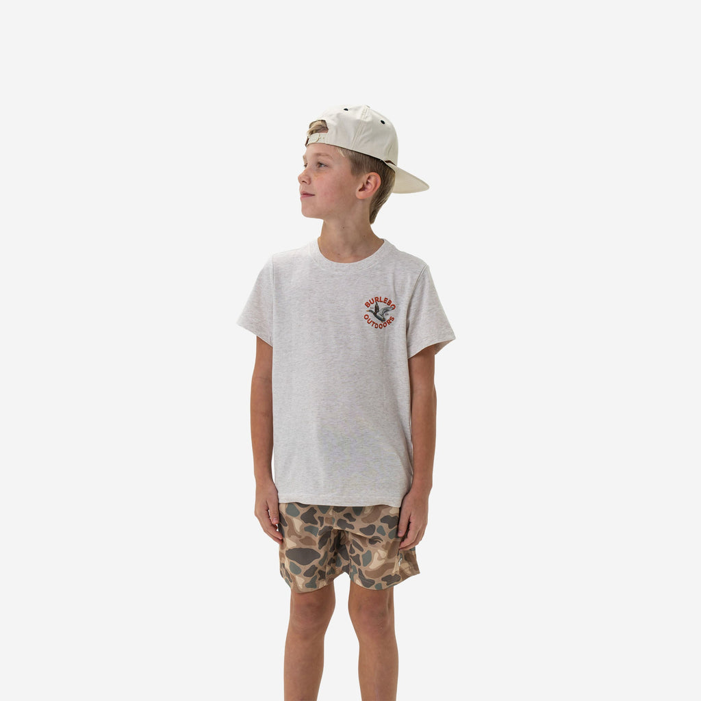 Youth Short Sleeve Tee - Old School Duck Hunt - Heather Oatmeal