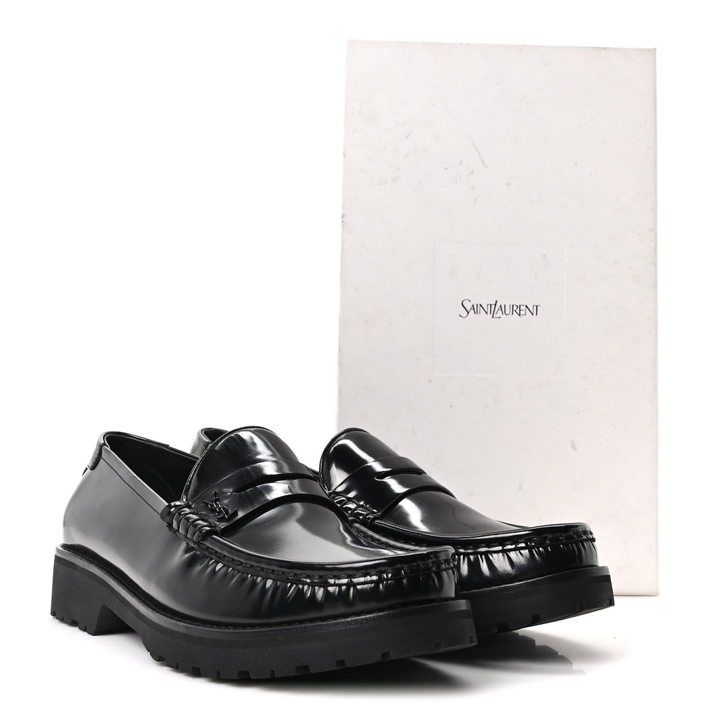 Glazed Calfskin Mens Master Le Loafer 15 Moccassins 43 Black