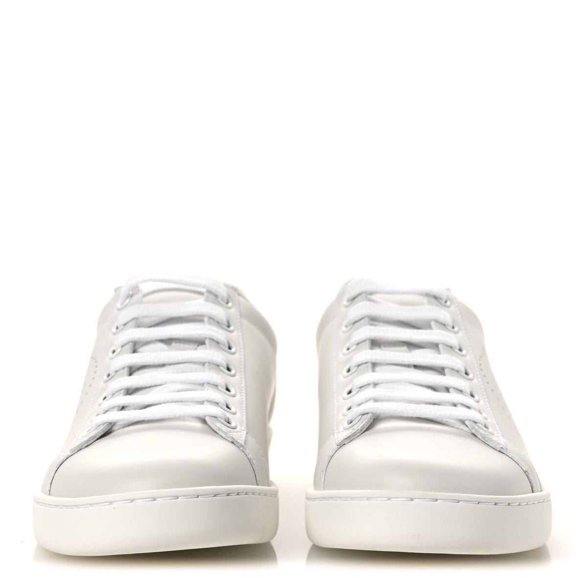Calfskin Interlocking G Perforated Womens Ace Sneakers 37 White Grey Sky