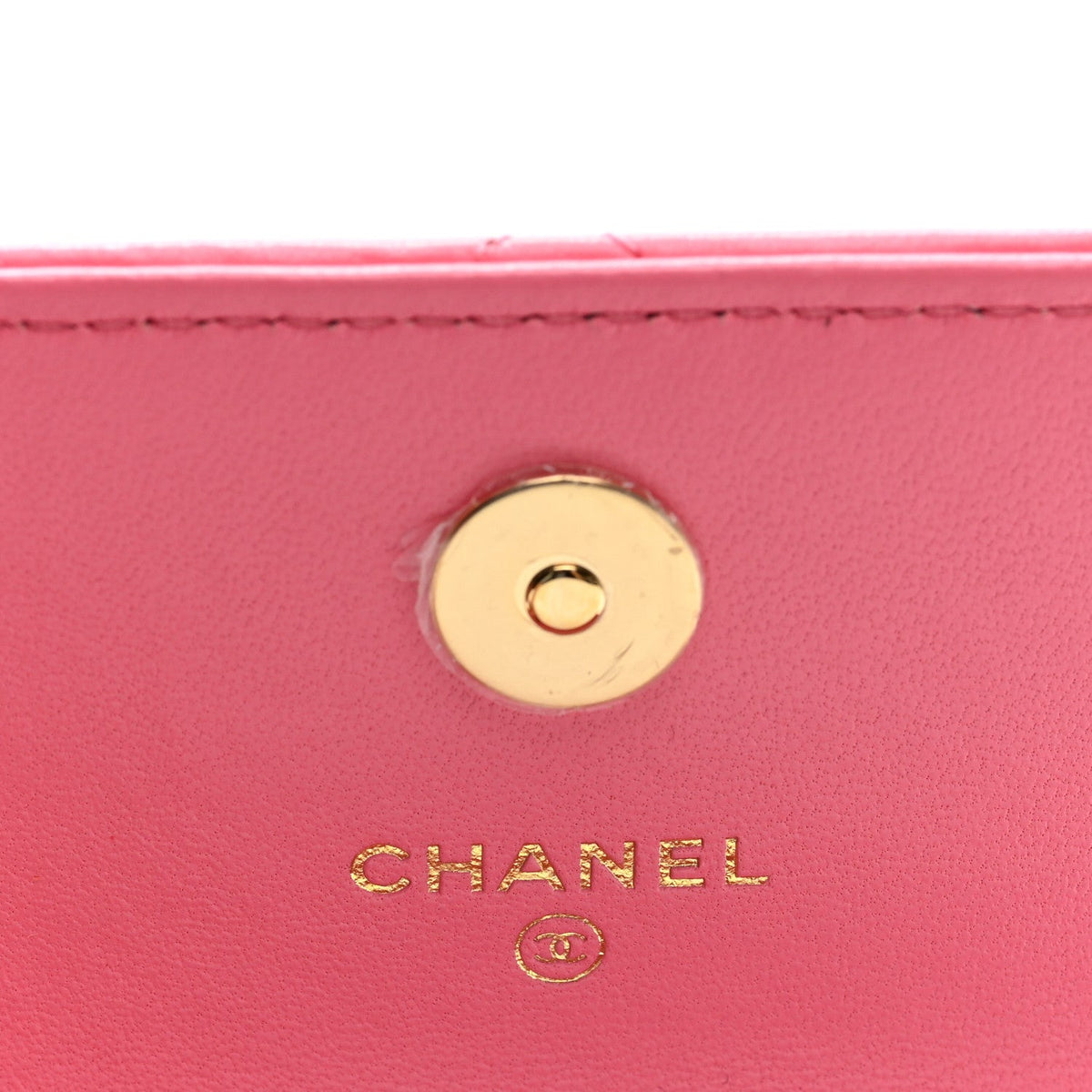 Lambskin Quilted CC Hook Card Holder Pink