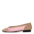 Raffia Cap Toe Ballerina Flats 40 Pink Beige