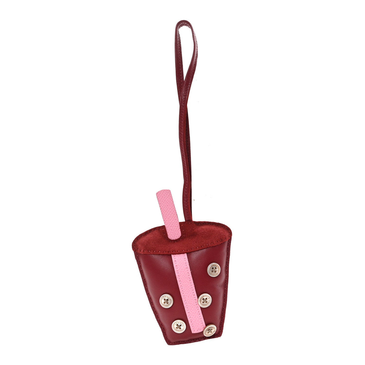 Epsom Lambskin Suede Petit H Bubble Tea Charm
