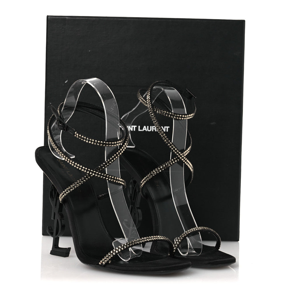 Crepe Satin Strass Opyum 110 Sandals 39.5 Black