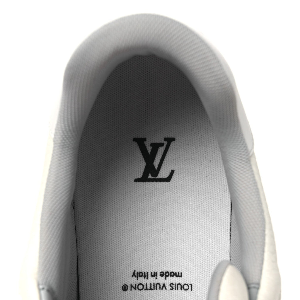 Calfskin Mens LV Trainer Sneakers 10 White