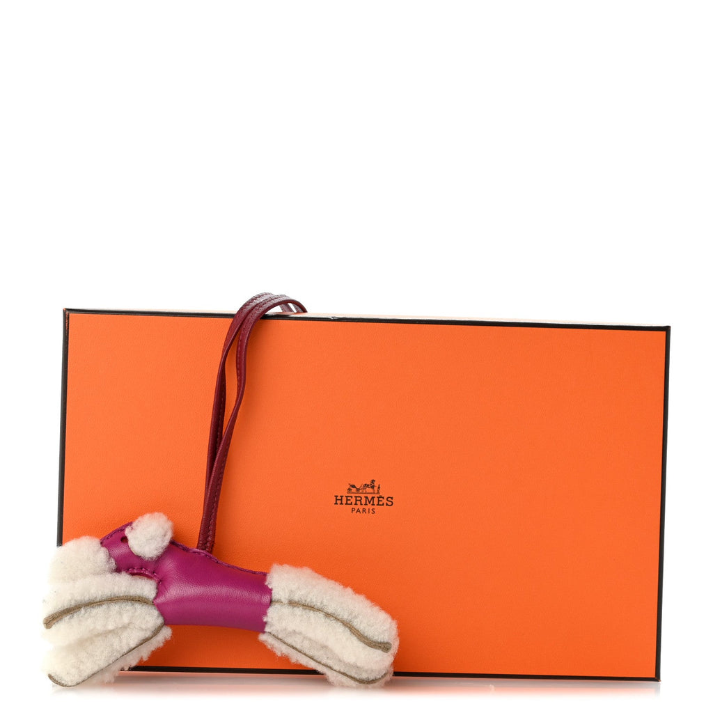 Milo Lambskin Shearling Budy Charm Rose Pourpre
