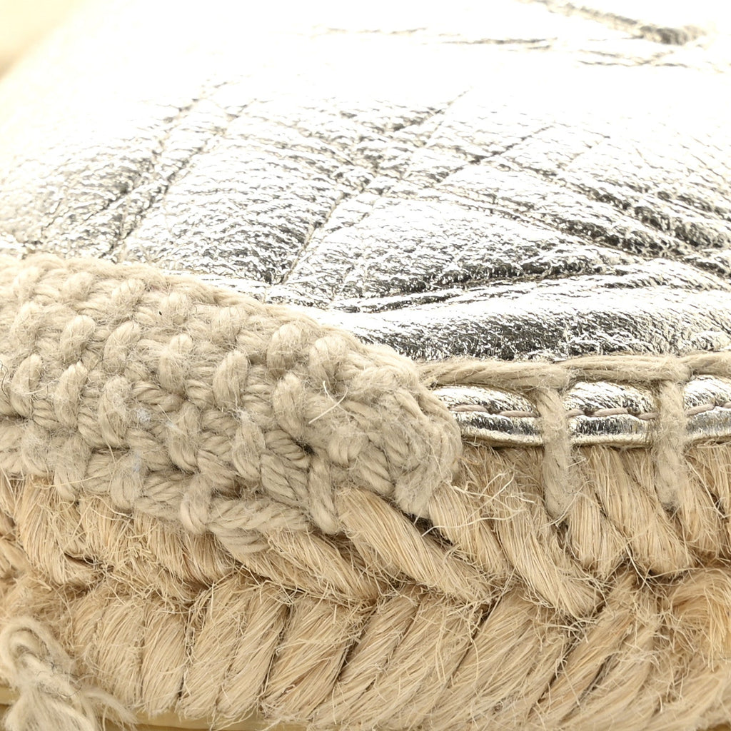 Metallic Lambskin Monogram Espadrilles 38 Platino