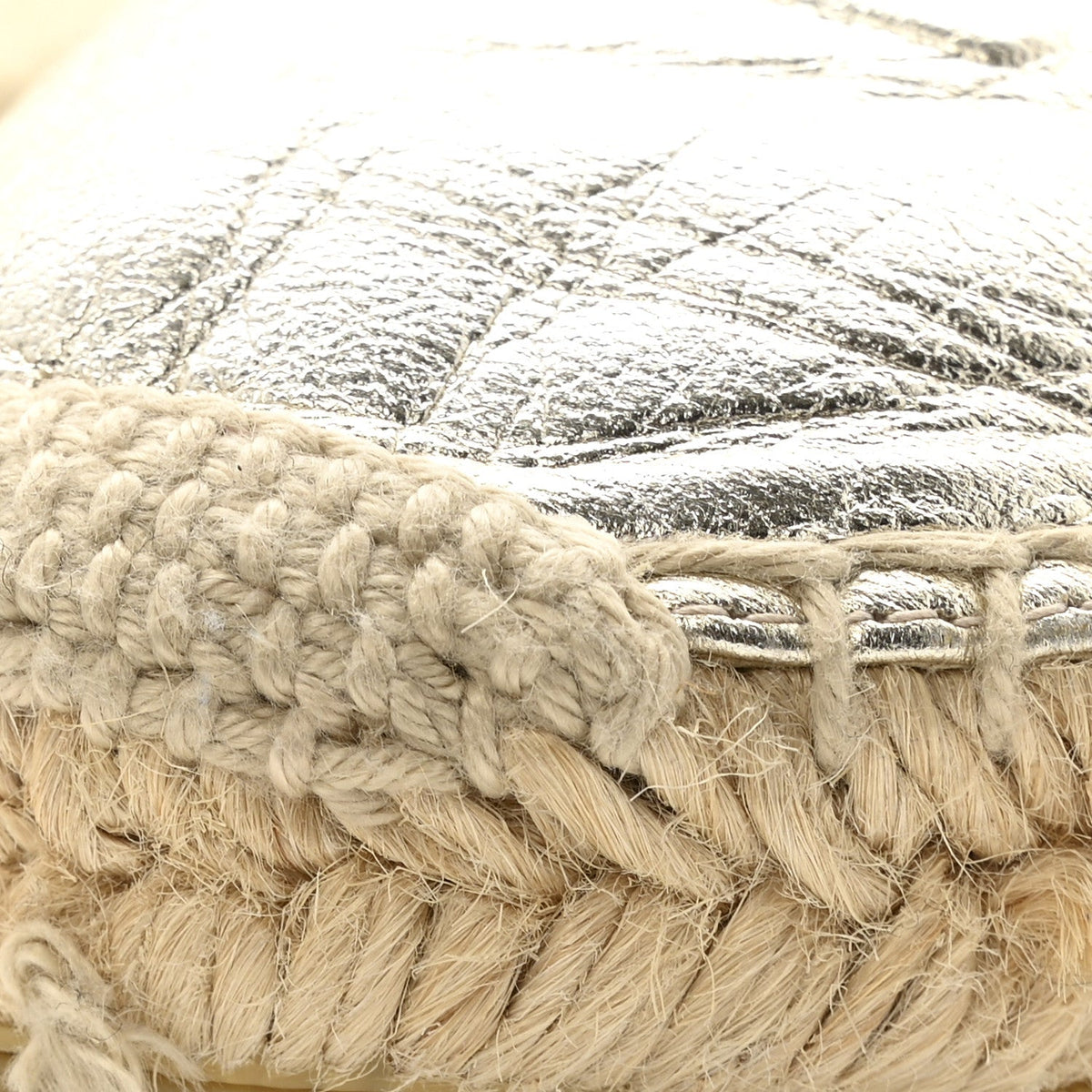 Metallic Lambskin Monogram Espadrilles 38 Platino