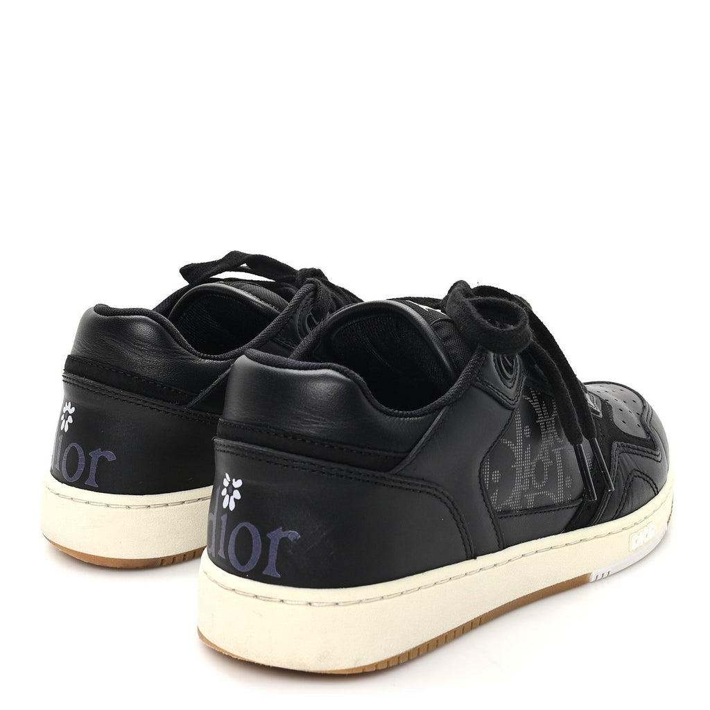 Smooth Calfskin Oblique Perforated Mens B27 Low Top Sneakers 39 Black Grey