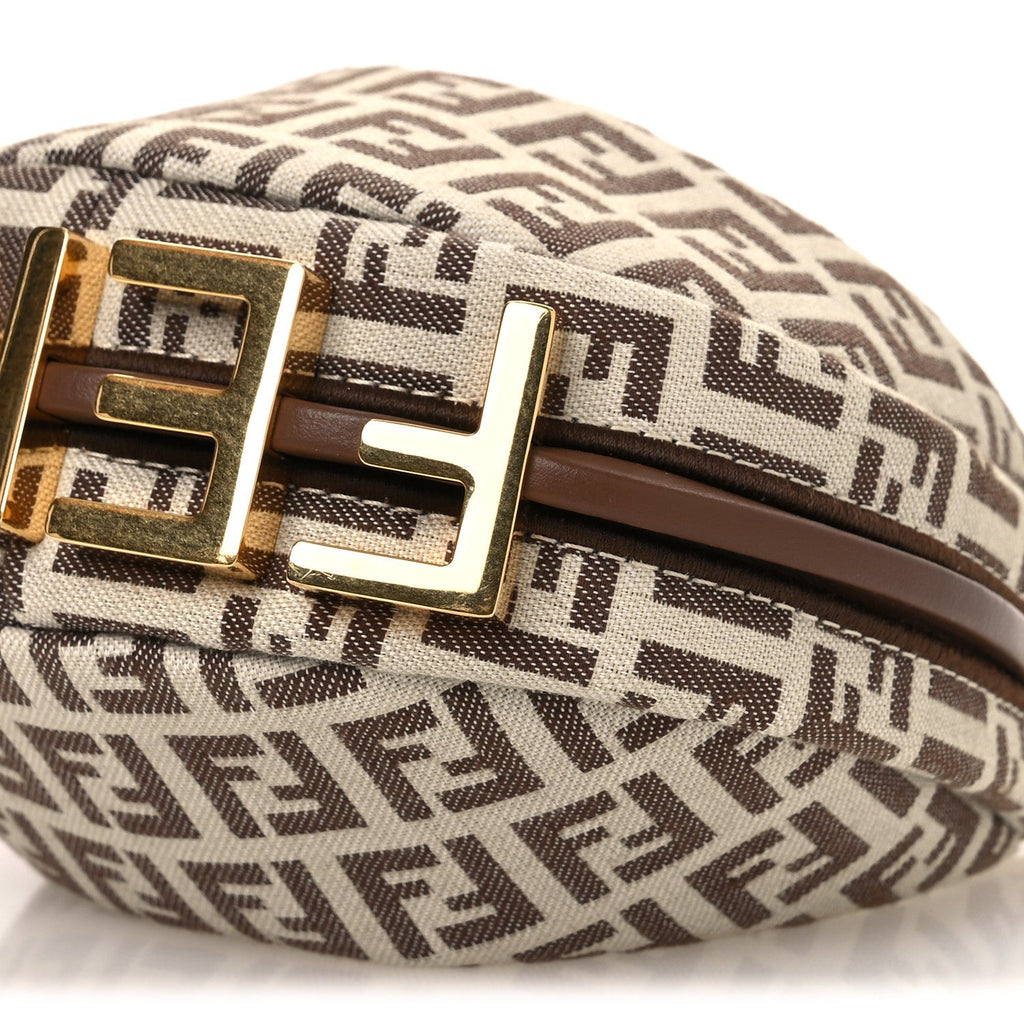 Fabric Jacquard FF 1974 Nano Fendigraphy Hobo Charm Beige