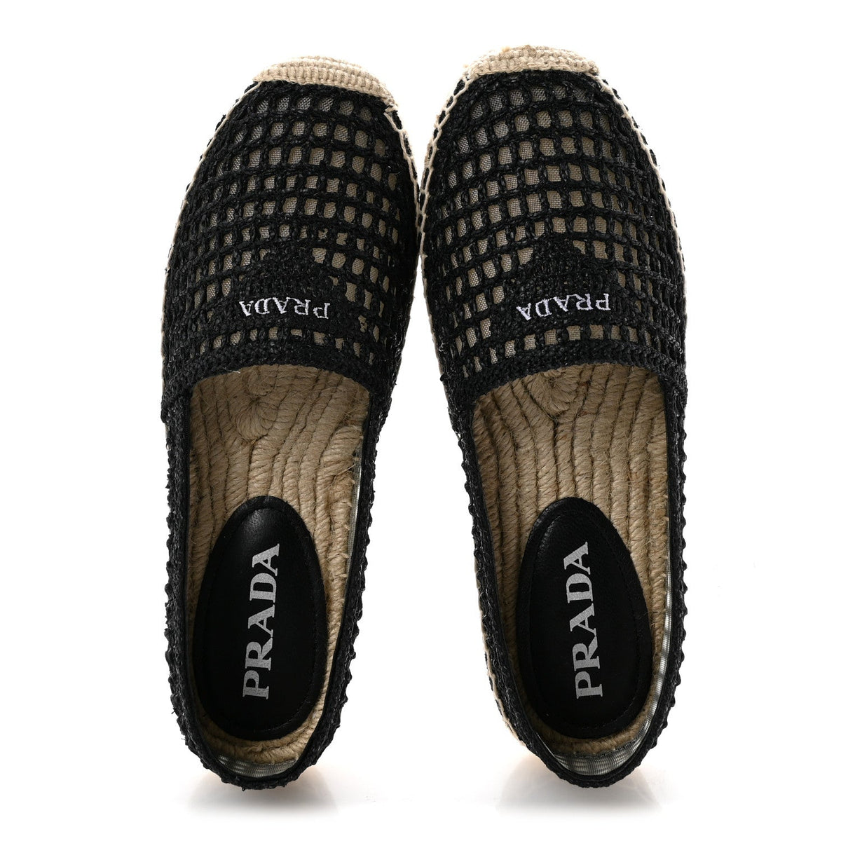 Raffia Triangle Logo Crochet 20mm Espadrilles 37 Black Naturale