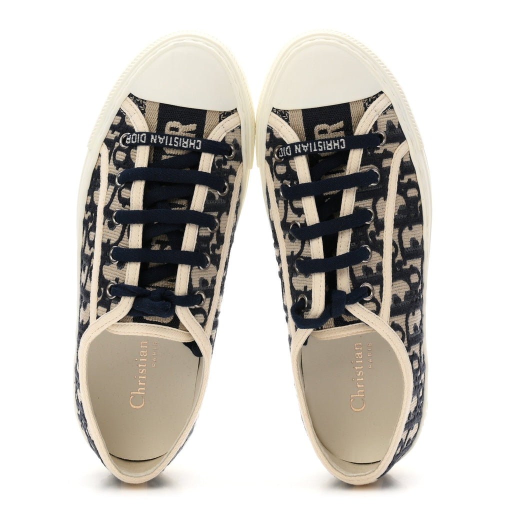 Canvas Oblique Walk'N'Dior Low Top Platform Sneakers 36.5 Deep Blue