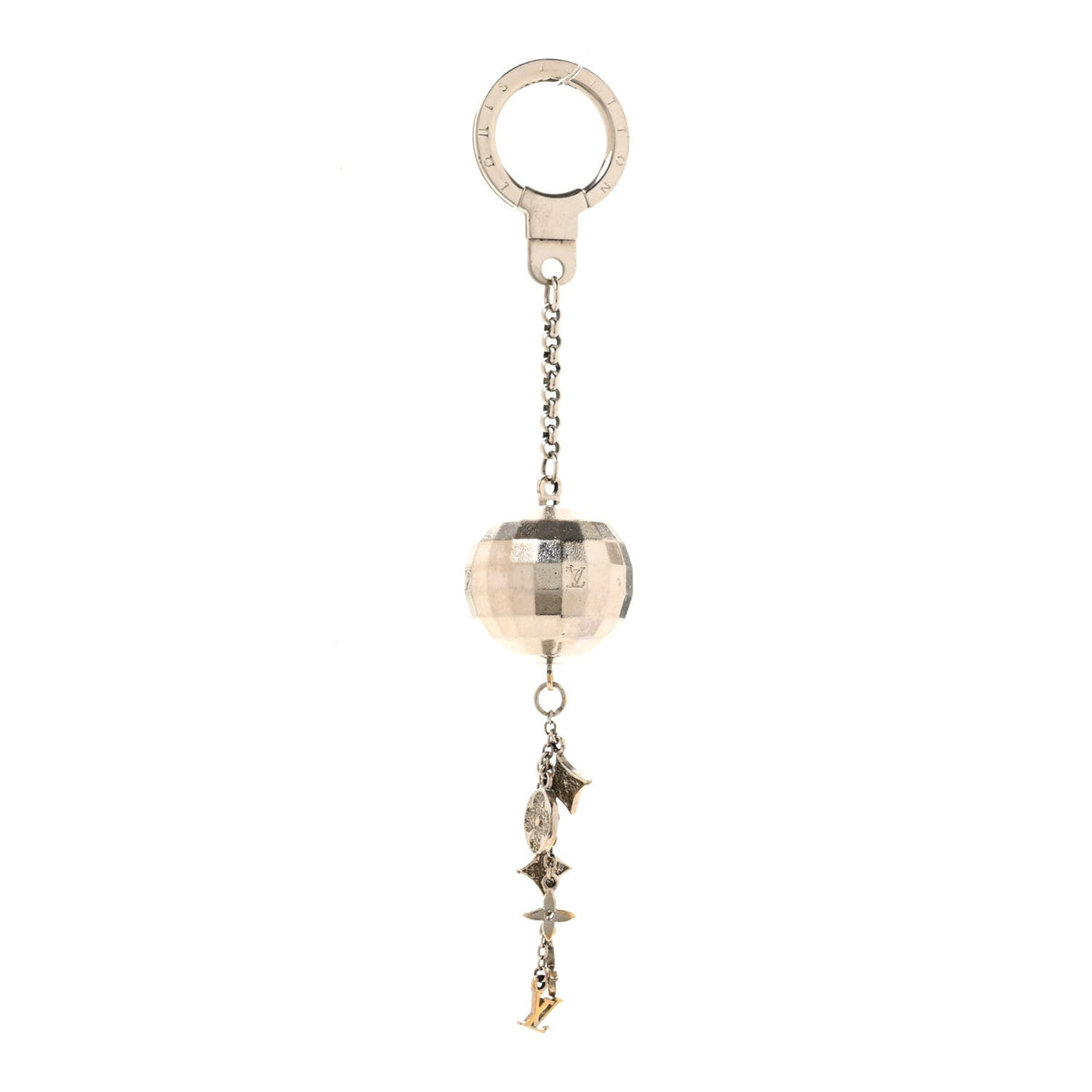 Mirror Ball Disco Key Holder Chain Ring Silver