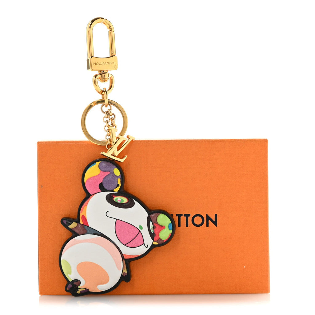 LV x TM Cowhide Monogram Superflat Panda Key Ring Bag Charm Multicolor