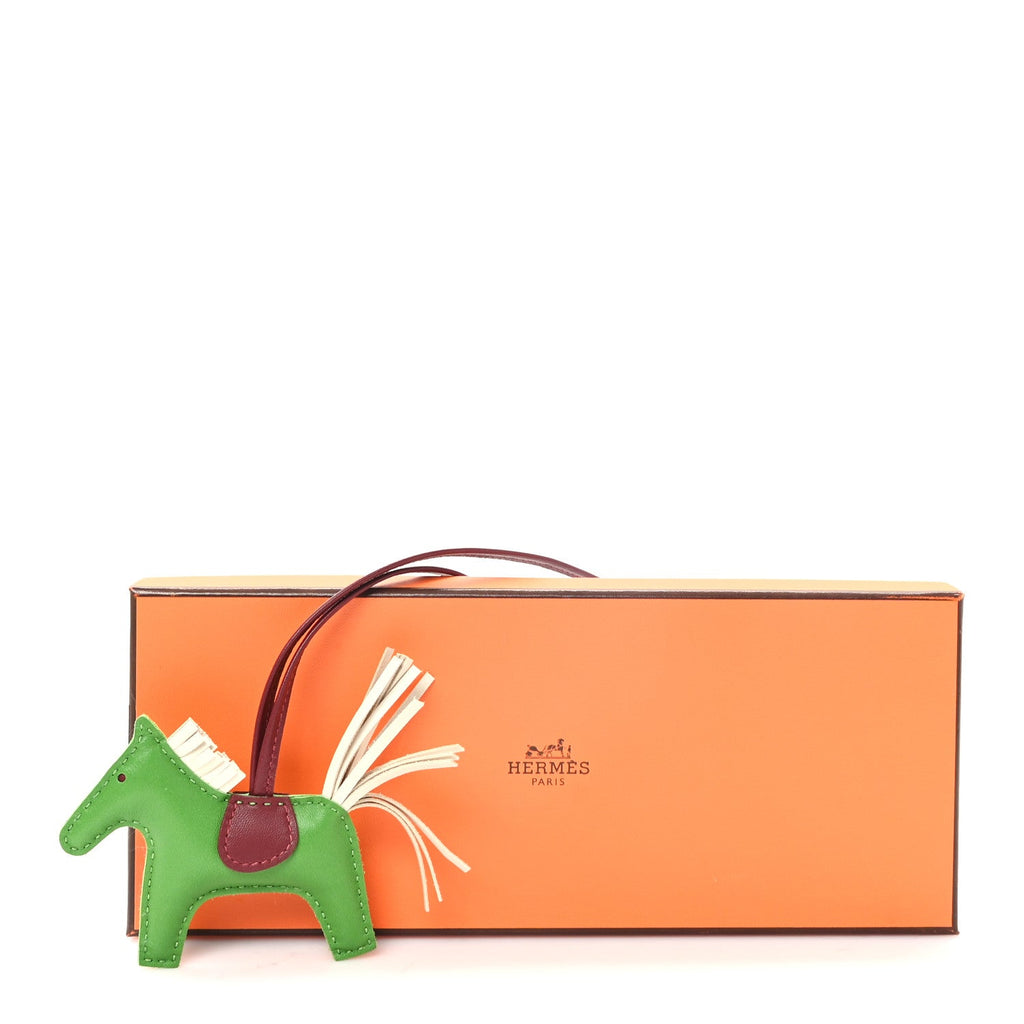Milo Lambskin Grigri Rodeo Horse Bag Charm PM Vert Yucca Rouge H Craie