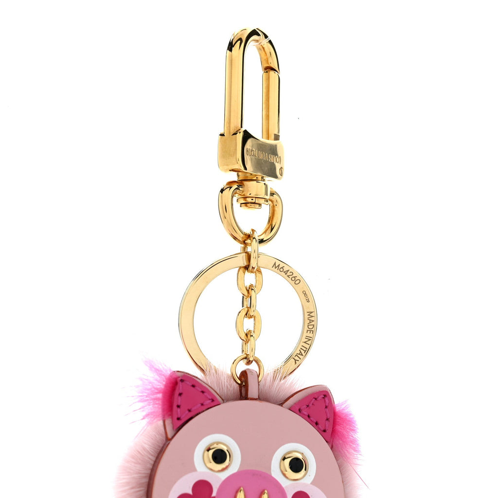 Calfskin Mink Fur Wild Pig Bag Charm Key Holder