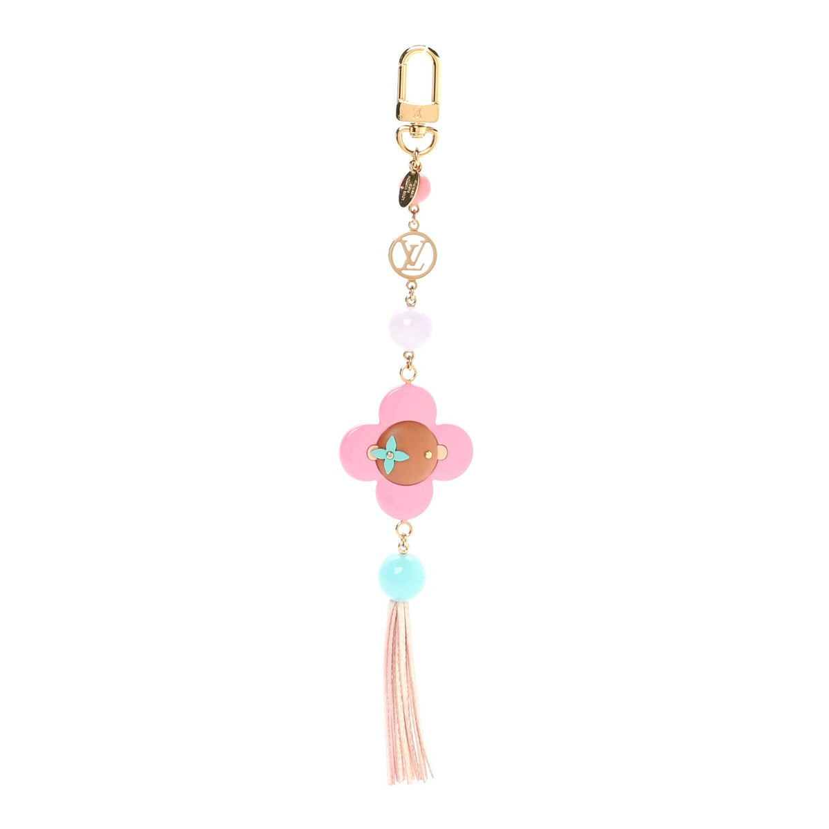 Resin Wood Vivienne Bag Charm Fuchsia Ecru White Caramel