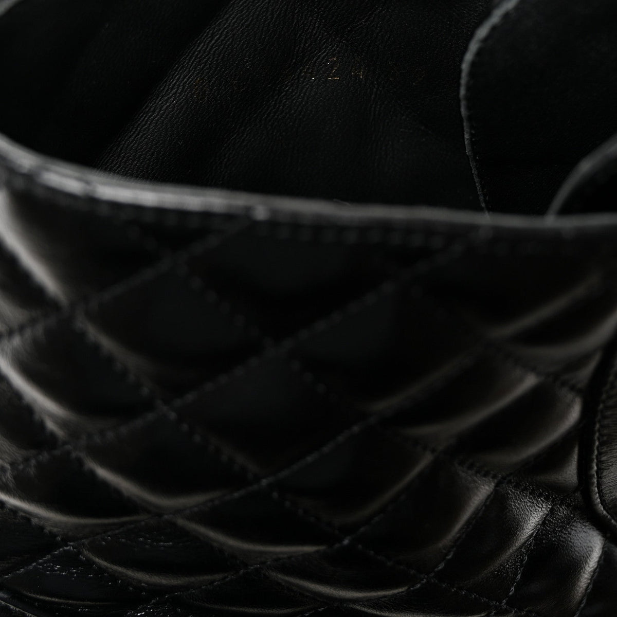 Shiny Lambskin Quilted Lace Up Combat Boots 39 Black