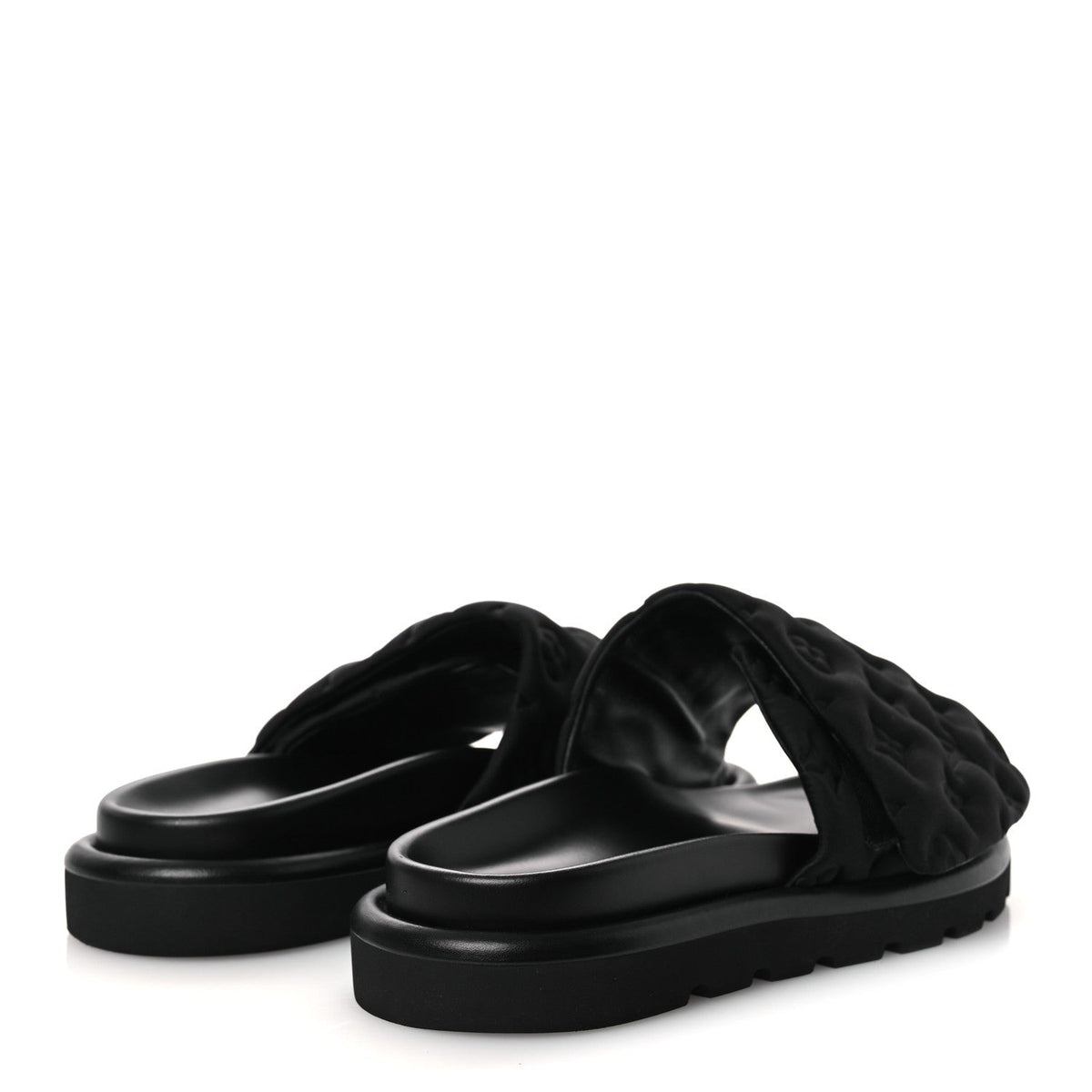 Technical Fabric Embossed Monogram Pool Pillow Comfort Mules 41 Black