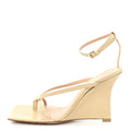 Lambskin Stretch Lounge Wedge Sandals 36 Cane Sugar