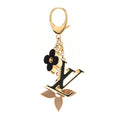 Metal Enamel Fleur De Monogram Bag Charm Dore