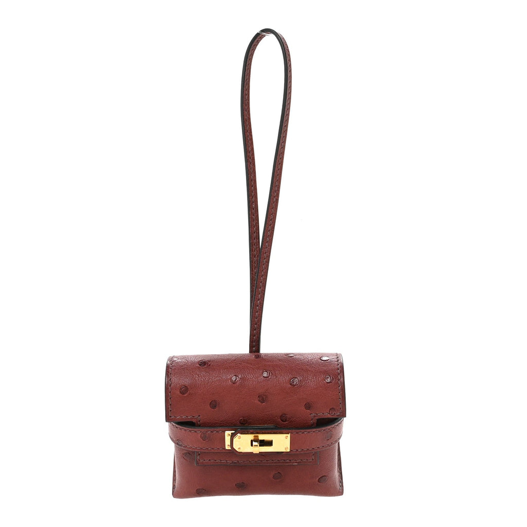 Ostrich Kelly Festival Bag Charm Rouge H