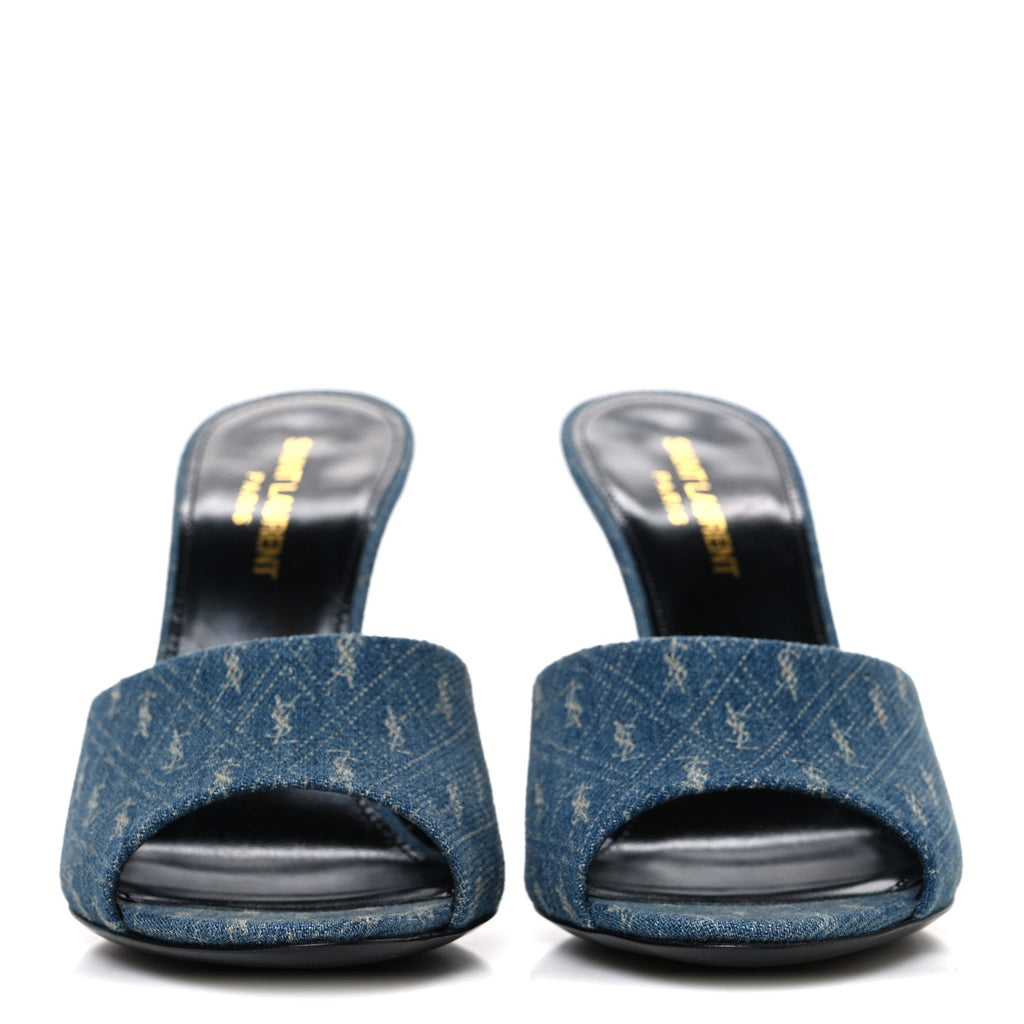 Denim Monogram La 16 Mule Sandals 38 Blue Jeans