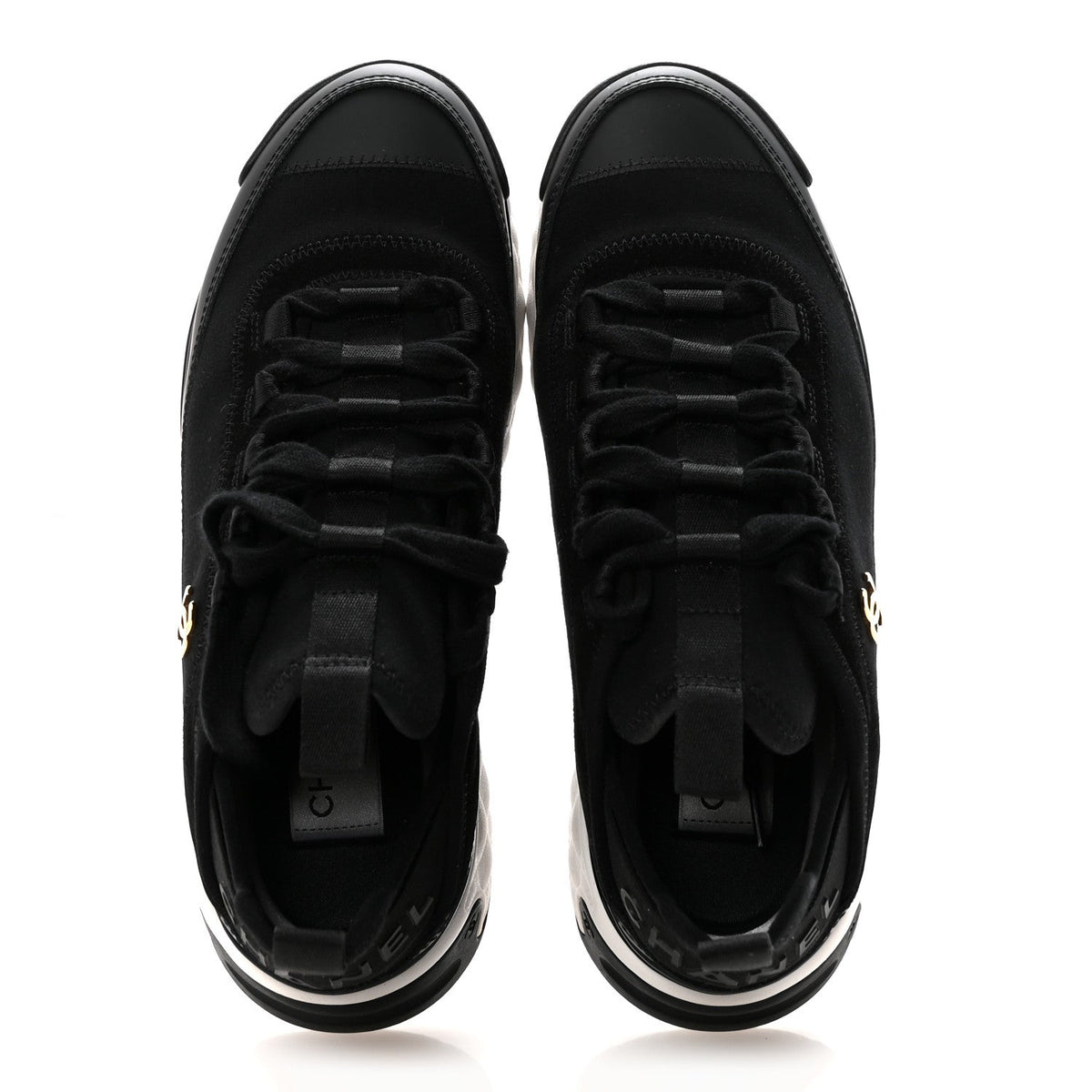 Velvet Calfskin Mixed Fibers CC Sneakers 36.5 Black