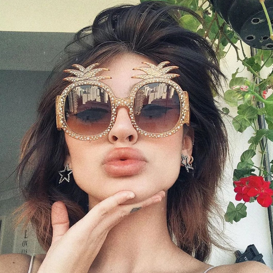 Festival Handmade Novelty Rhinestone Pineapple Sunglasses C608