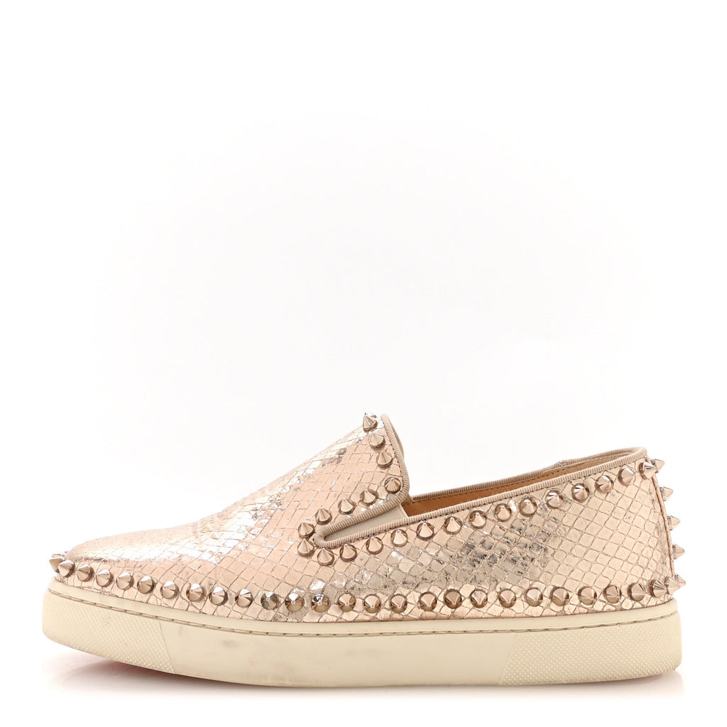 Metallic Snakeskin Embossed Pik Boat Flat 36.5 Colombe