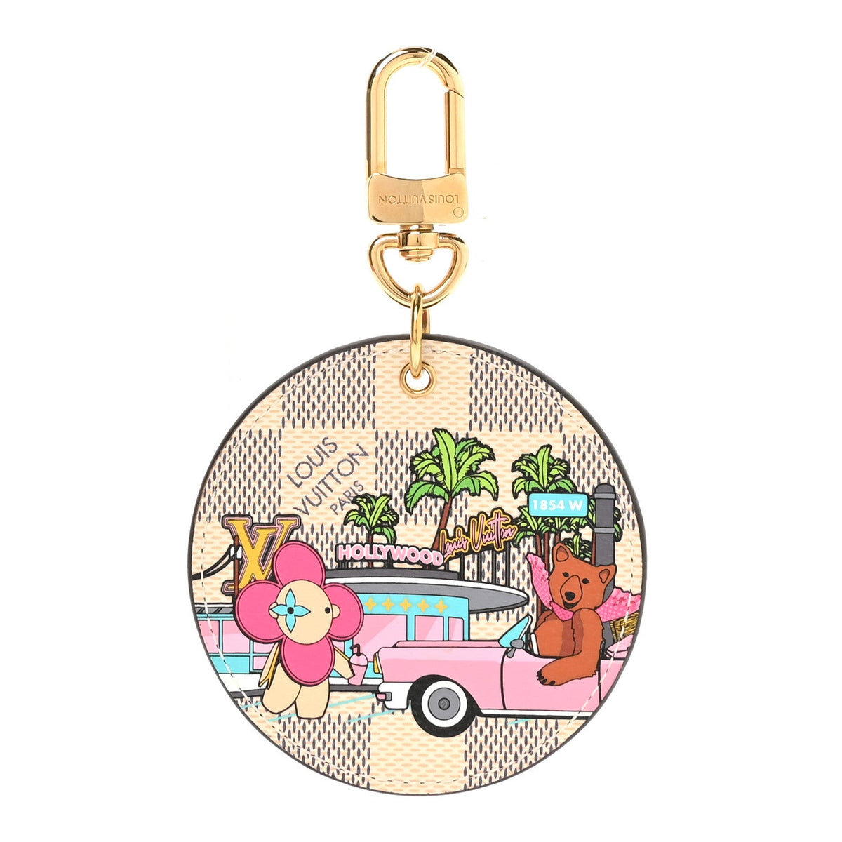 Damier Azur 2021 Christmas Animation Hollywood Bag Charm Fuchsia