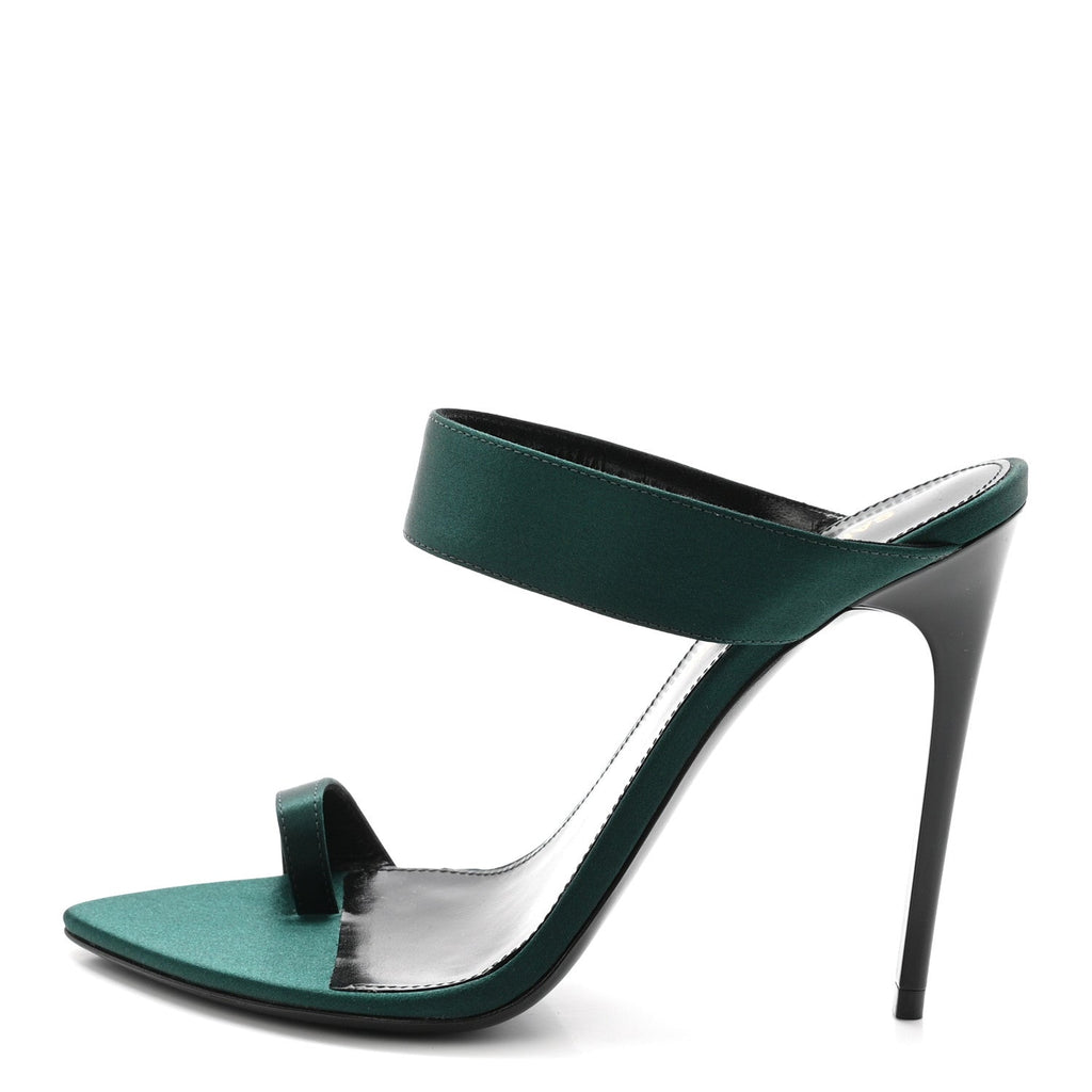Crepe Satin Martha Mule 110 Sandals 35.5 Dorian Green