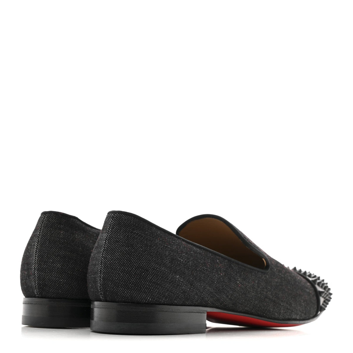 Mens Matte Denim Spooky Spike Flat Loafers 45 Black