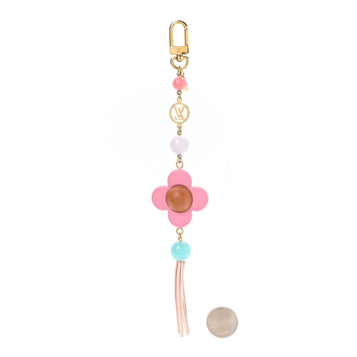Resin Wood Vivienne Bag Charm Fuchsia Ecru White Caramel