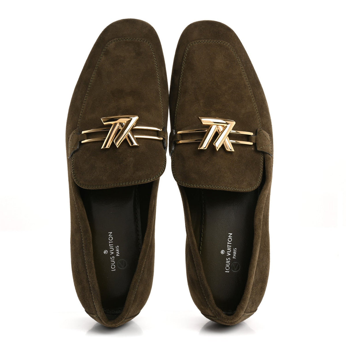 Suede Upper Case Flat Loafers 37 Green