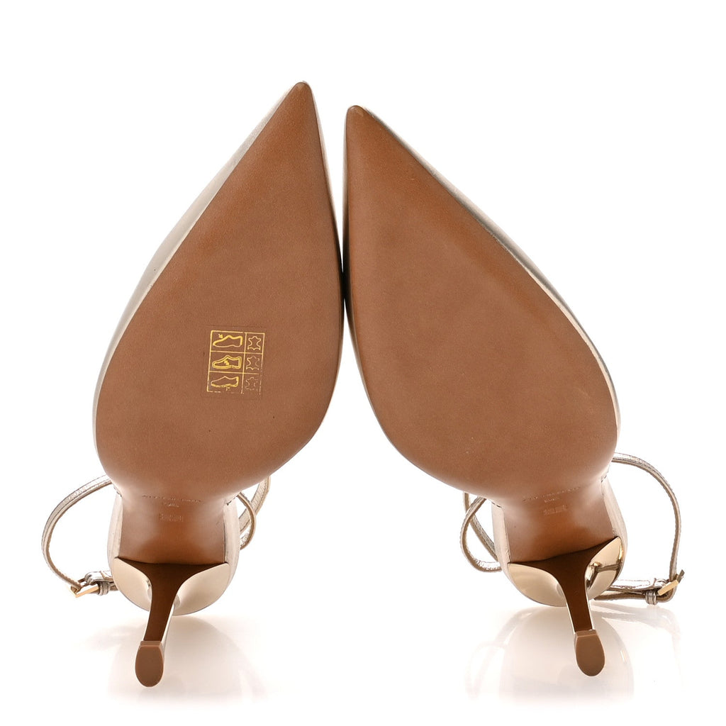 Laminated Sheepskin Show Slingback Pumps 36 Dusty Gold