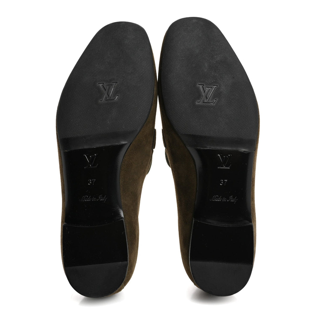 Suede Upper Case Flat Loafers 37 Green