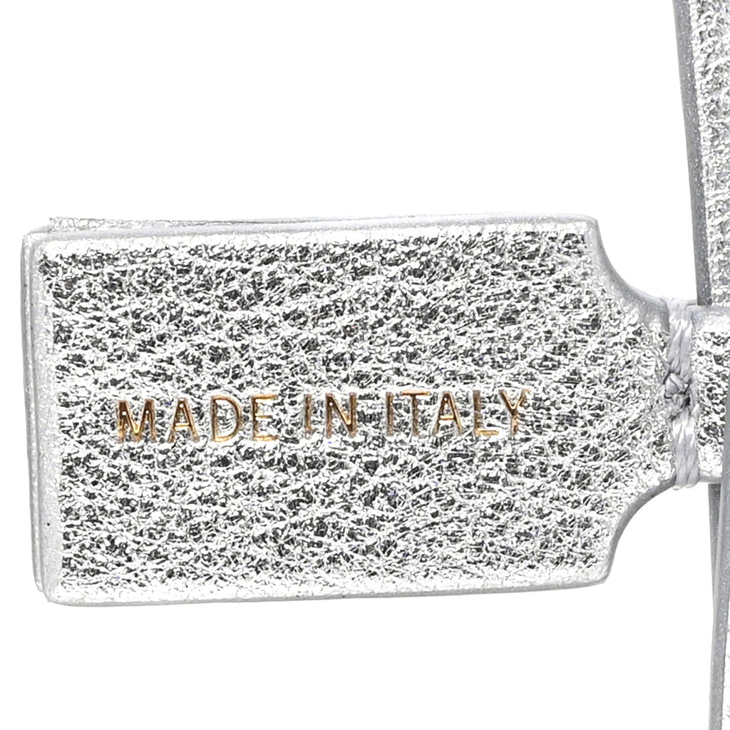 Metallic Lambskin Mini CC Bag Charm Silvery