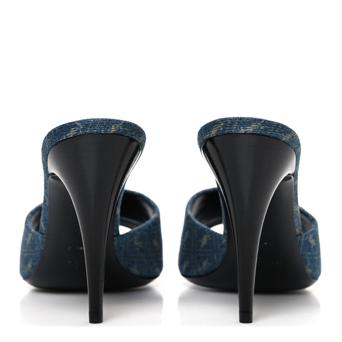 Denim Monogram La 16 Mule Sandals 38 Blue Jeans