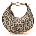 Fabric Jacquard FF 1974 Nano Fendigraphy Hobo Charm Beige