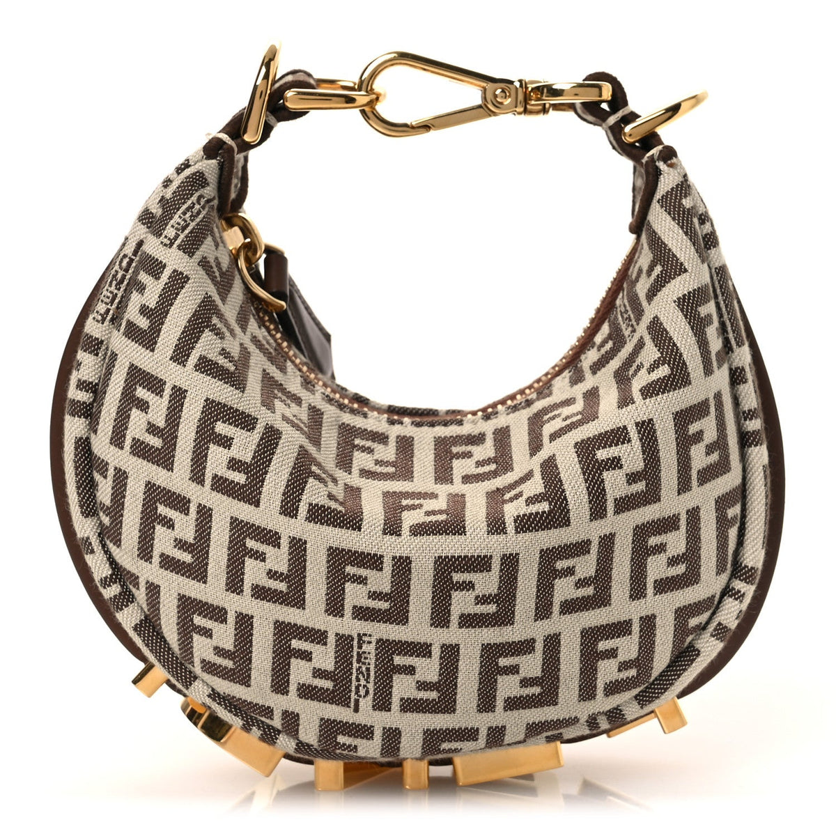 Fabric Jacquard FF 1974 Nano Fendigraphy Hobo Charm Beige