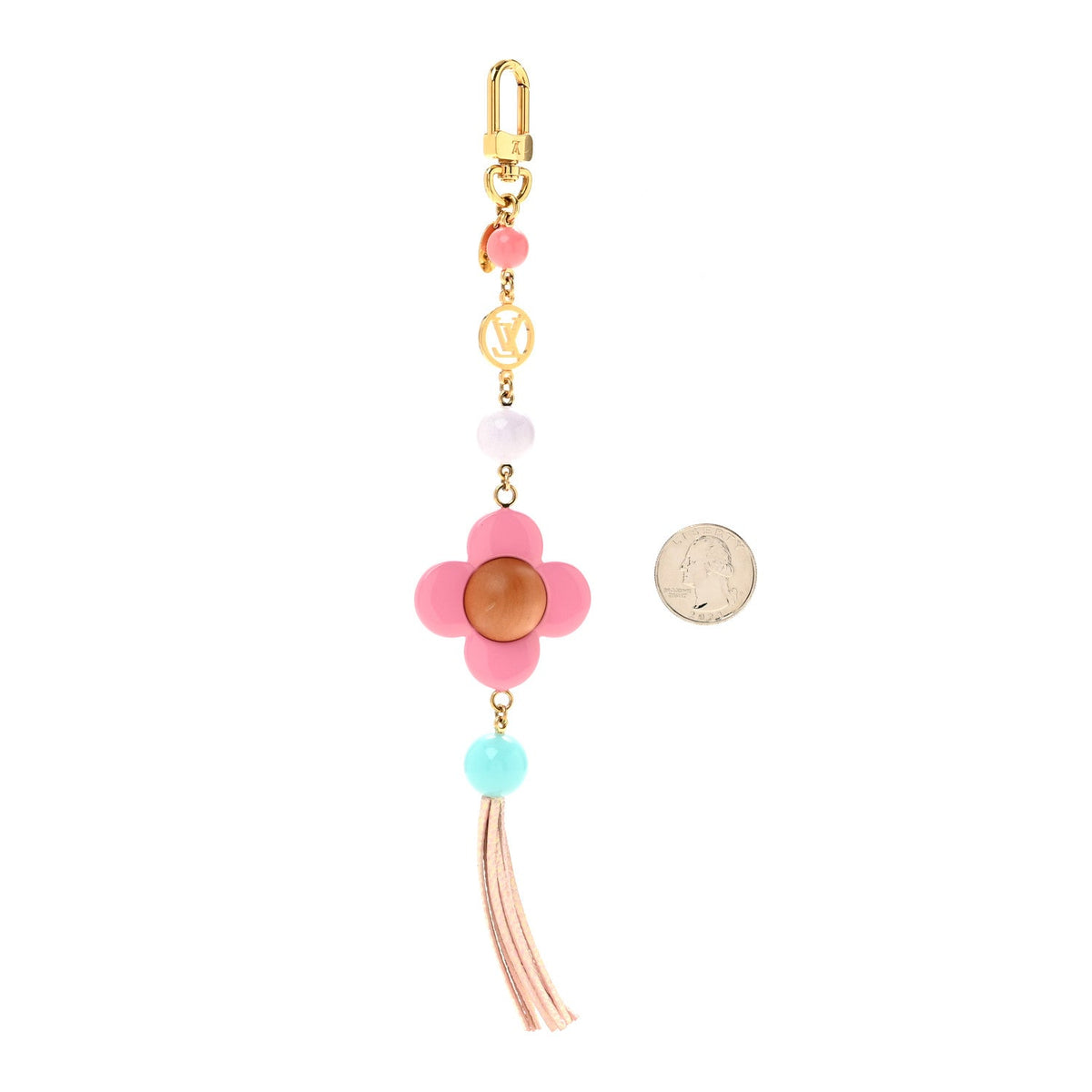 Resin Wood Vivienne Bag Charm Fuchsia Ecru White Caramel