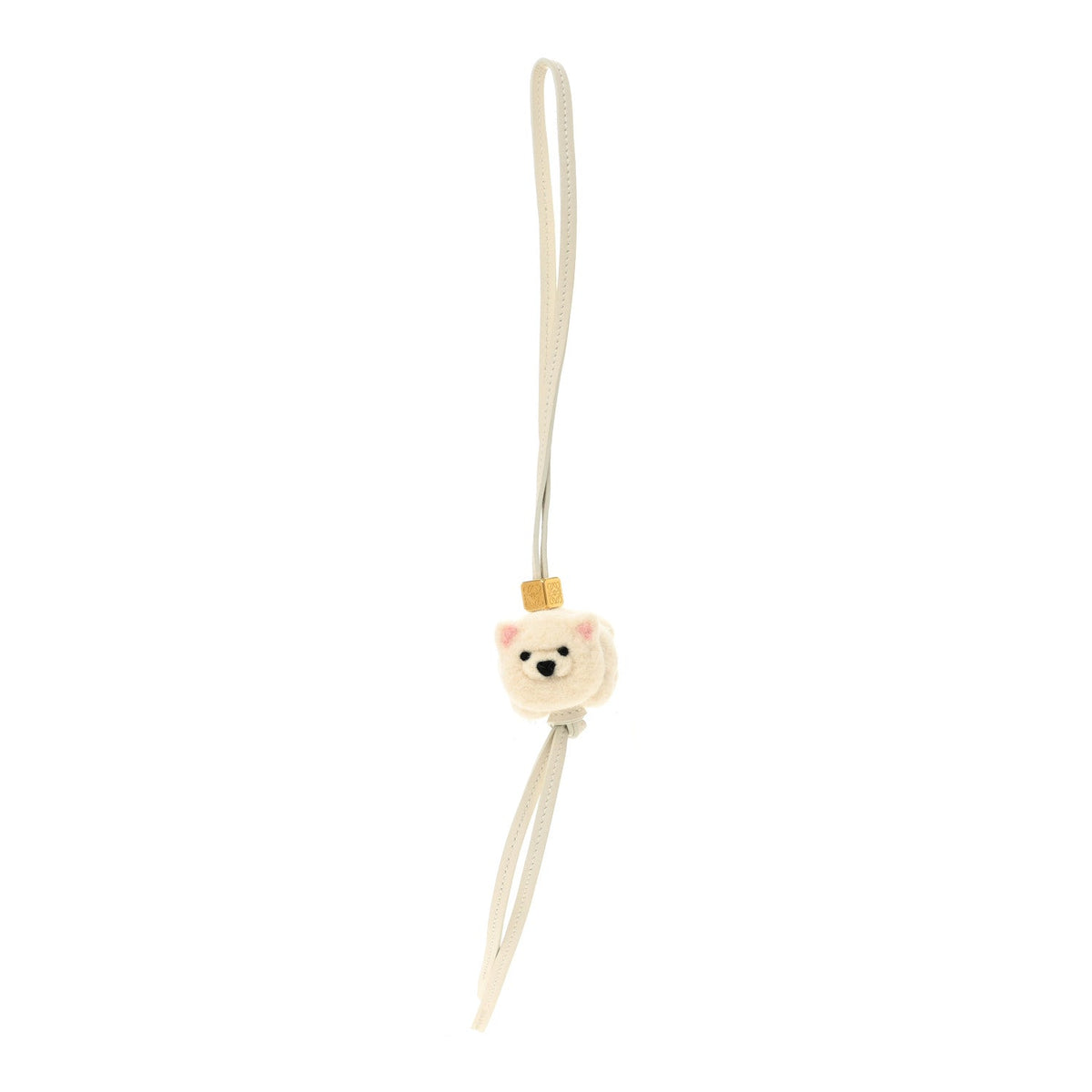 Calfskin Felt Chow Chow Bag Charm Soft White