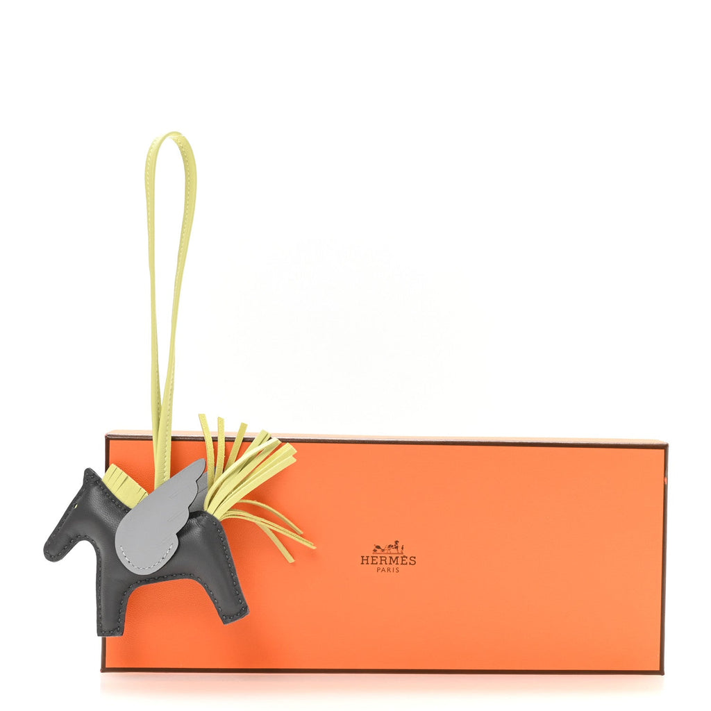 Milo Lambskin Grigri Rodeo Pegase Horse Bag Charm PM Ardoise Jaune Bourgeon Black
