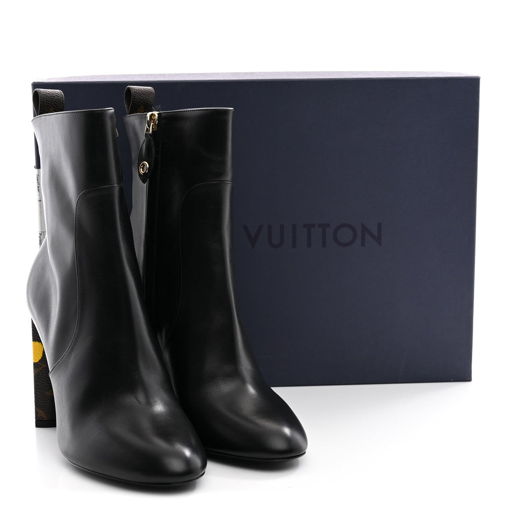 LV X YK Calfskin Monogram Silhouette Ankle Boots 37.5 Black